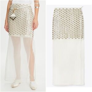 NWT TORY BURCH Mirror-Embellished Double-Layer Midi Skirt $2,398